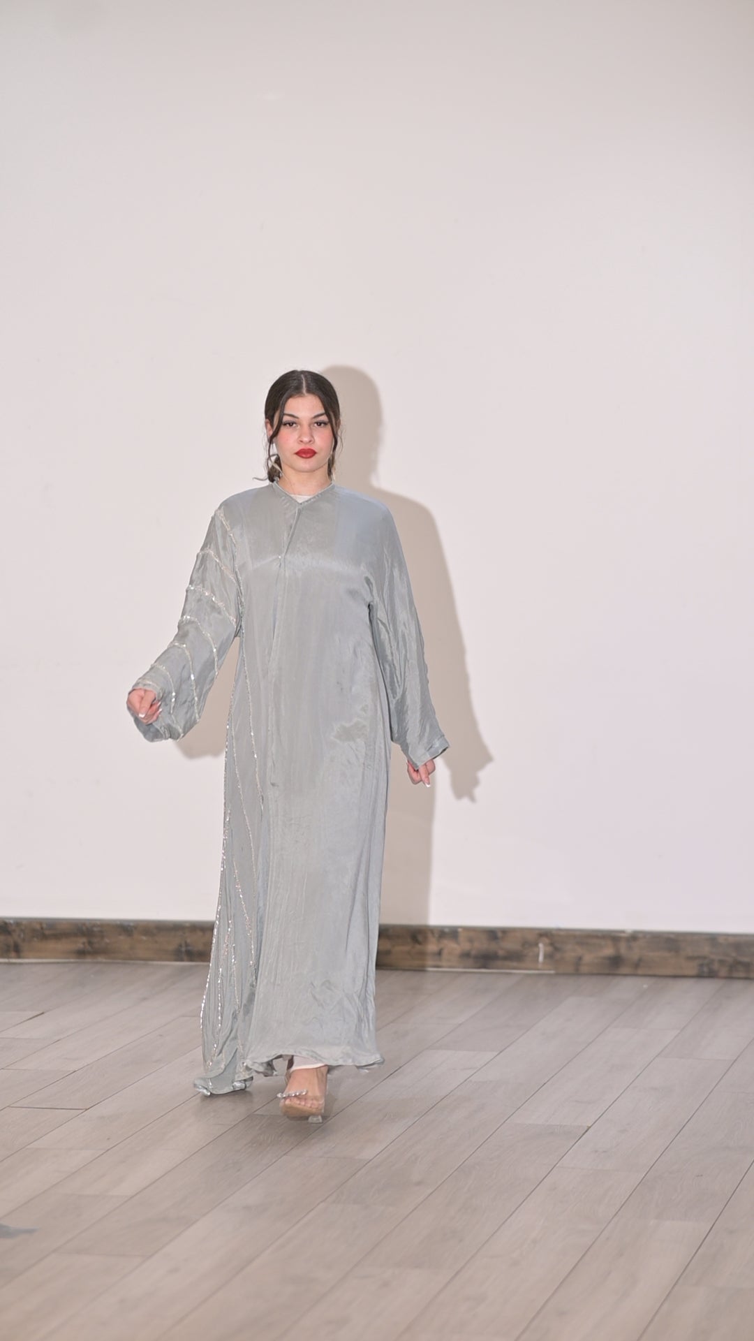 Chiffon split embroidered Abaya