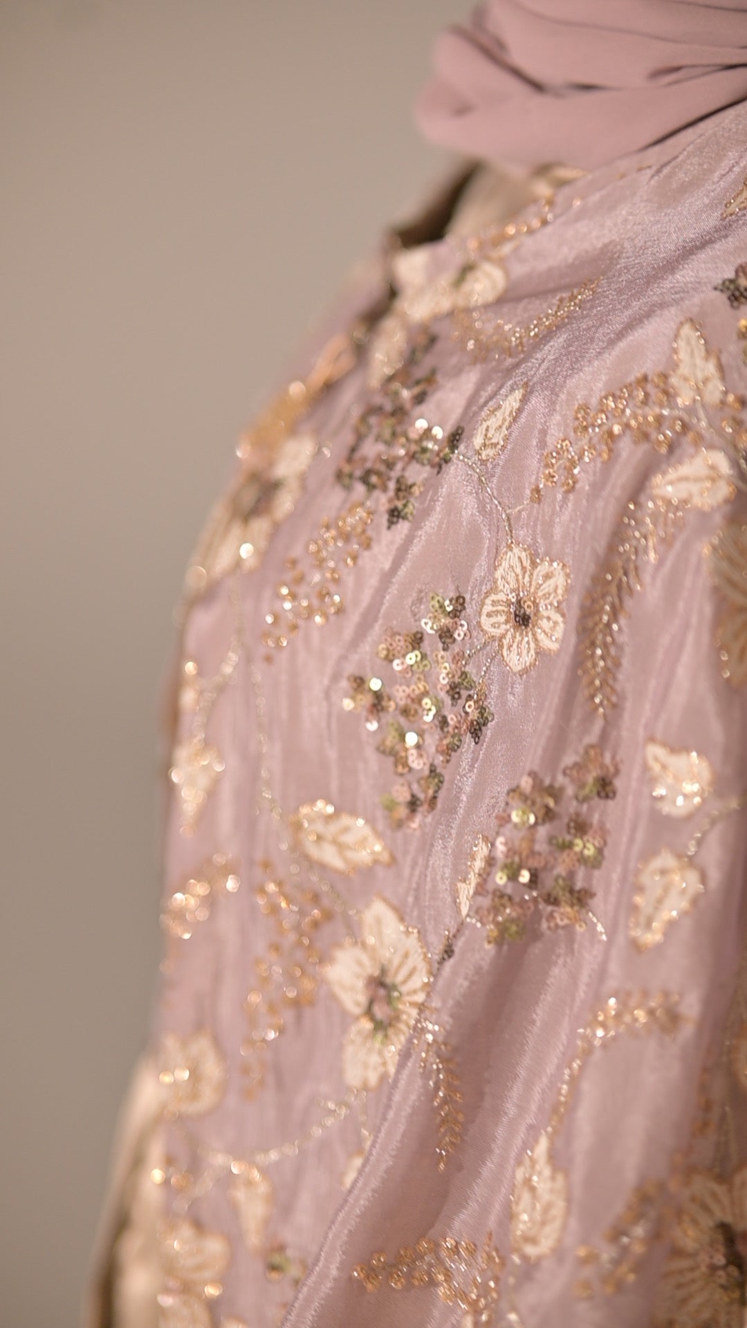 Silk And Chiffon Embroidered Abaya