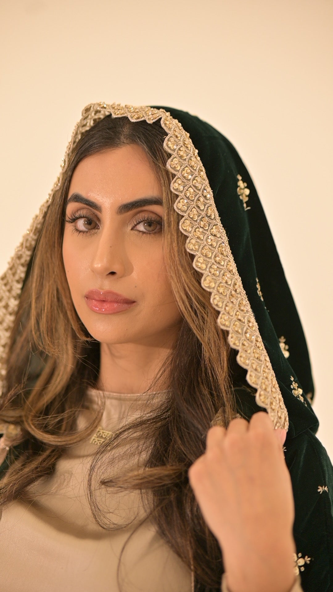 Royal Green with gold lace embroidered abaya 2 Pieces