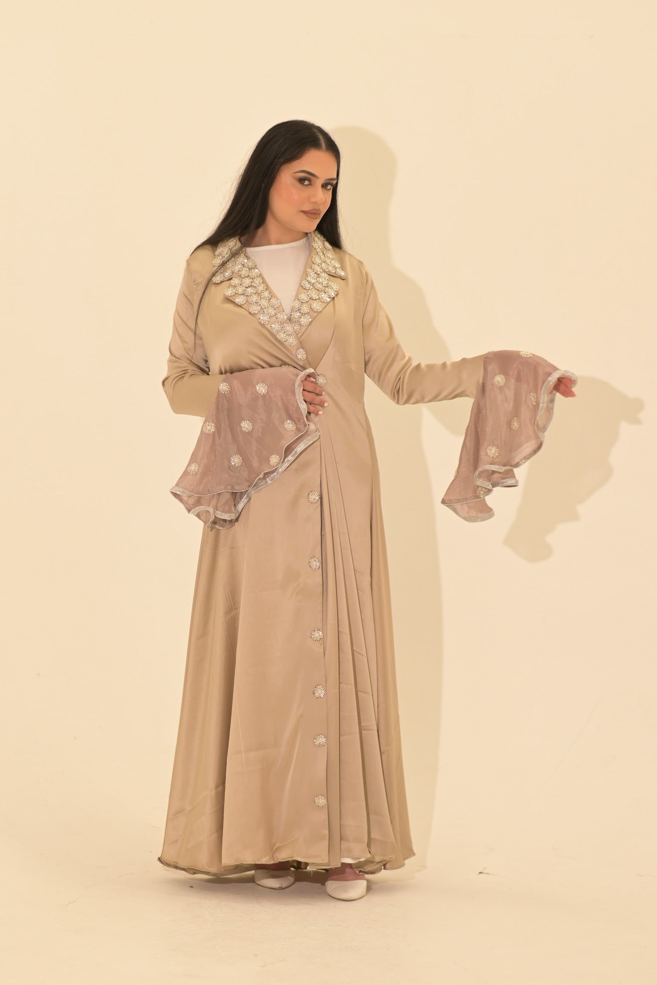 Silk embroidered Abaya
