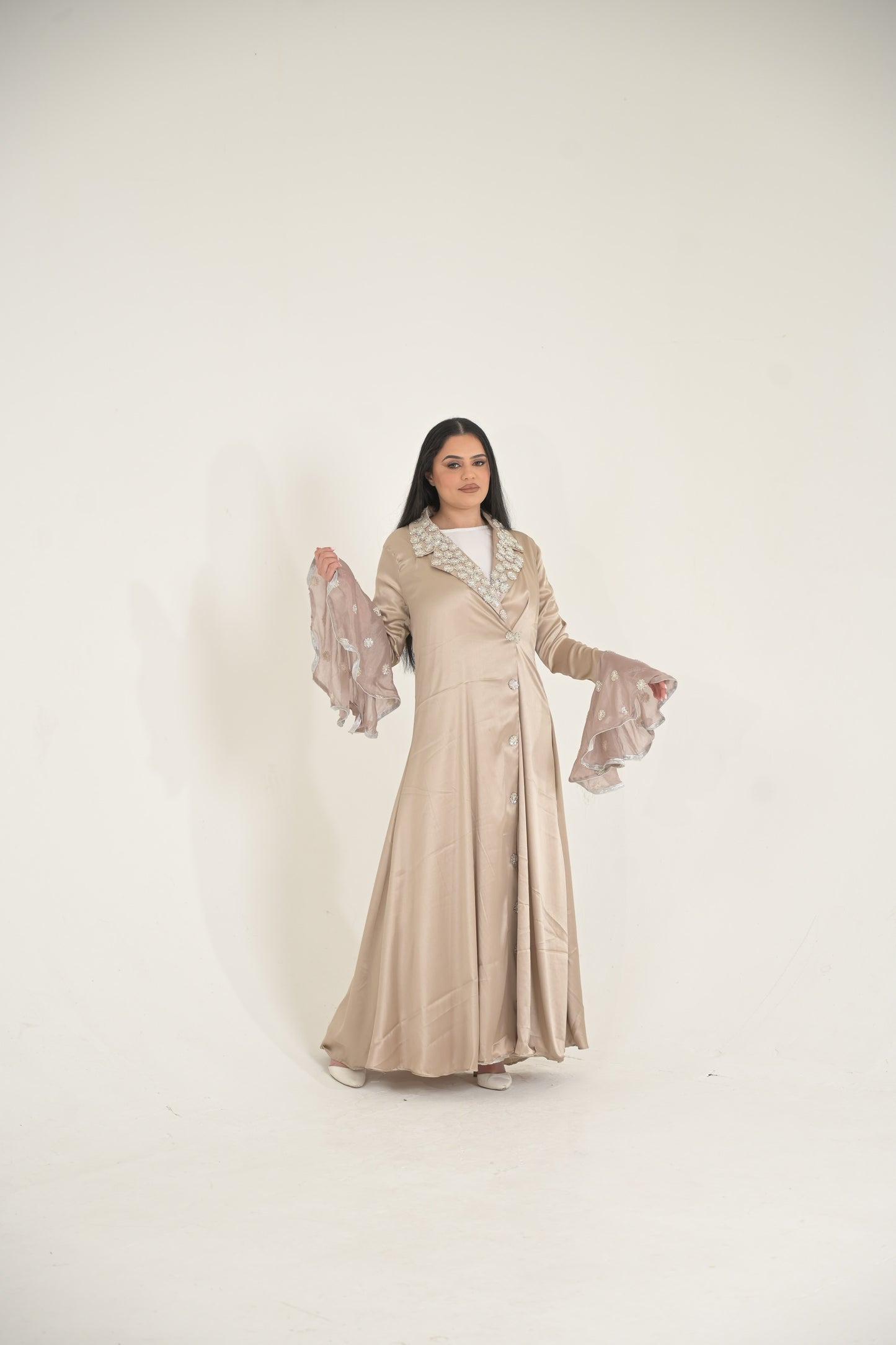 Silk embroidered Abaya