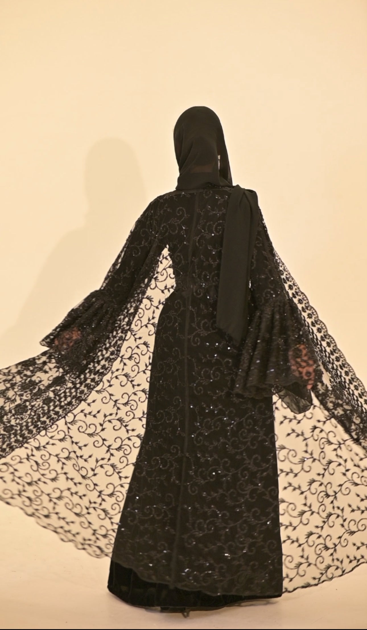 ( Rehanna Yasmin ) 2 pieces bridal Abaya velvet dress and black net embroidered Abaya