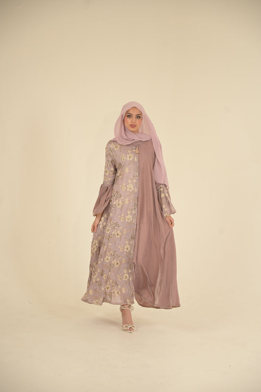 Lilac Velvet Split Abaya